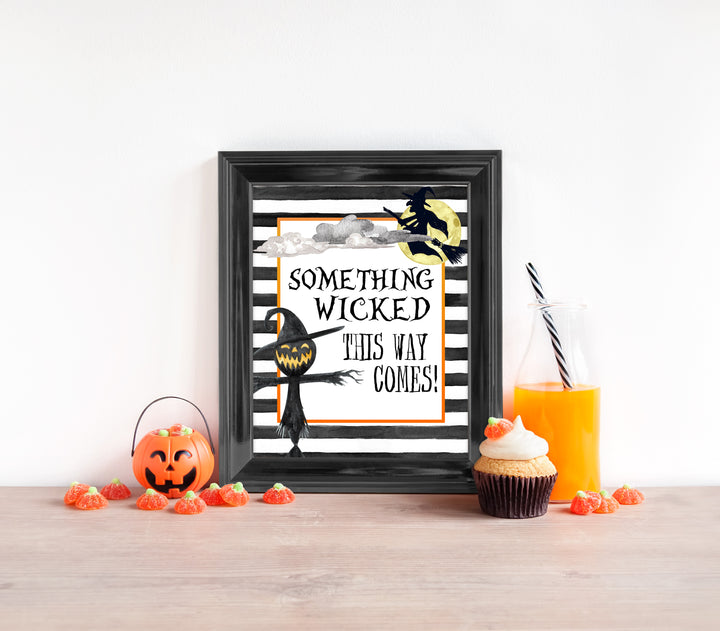 something wicked sign, halloween table signs, printable halloween table signs, spooky halloween decor, halloween decor