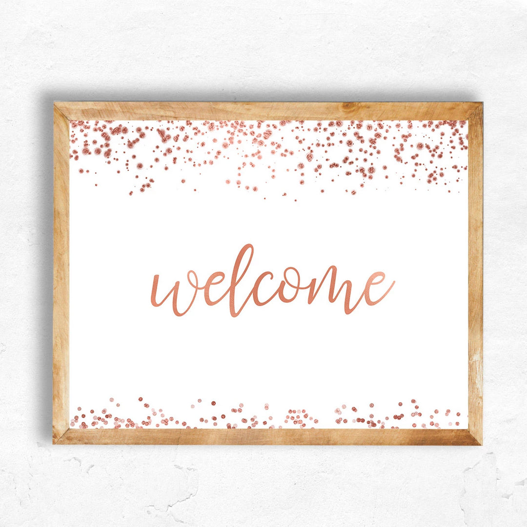 Welcome Table Sign - Rose Gold Foil