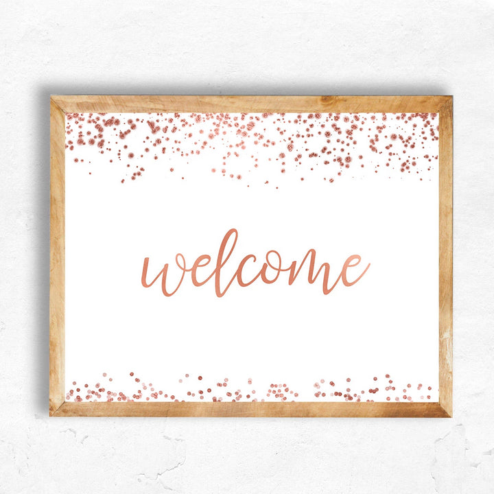 Welcome Table Sign - Rose Gold Foil
