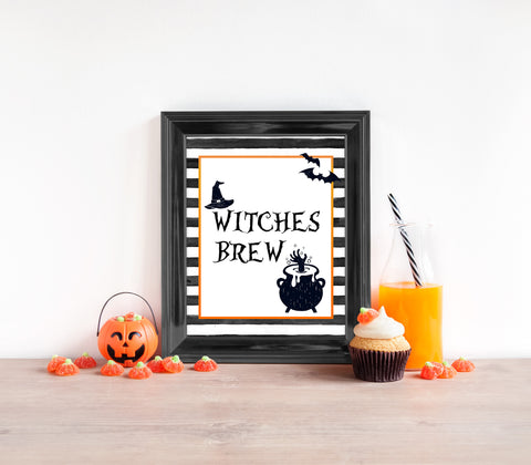 witches brew table sign, halloween table signs, printable halloween table signs, spooky halloween decor, halloween decor