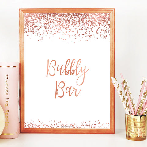 Bubbly Bar Sign - Rose Gold Foil
