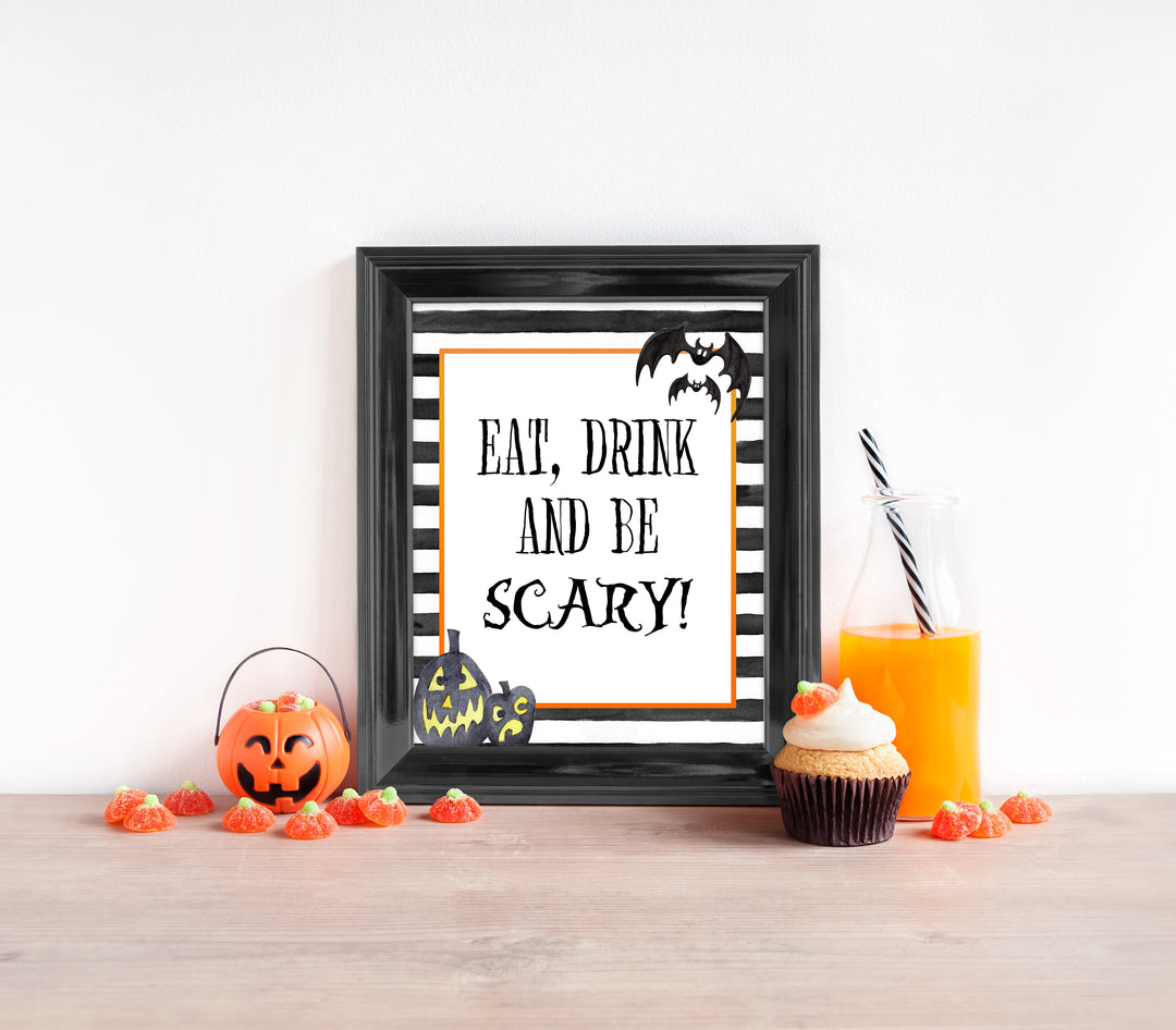 be scary table sign, halloween table signs, printable halloween table signs, spooky halloween decor, halloween decor