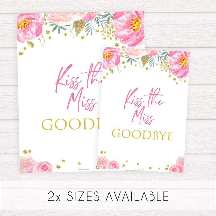 kiss the miss goodbye, printable bridal shower games, blush floral bridal shower games, fun bridal shower games