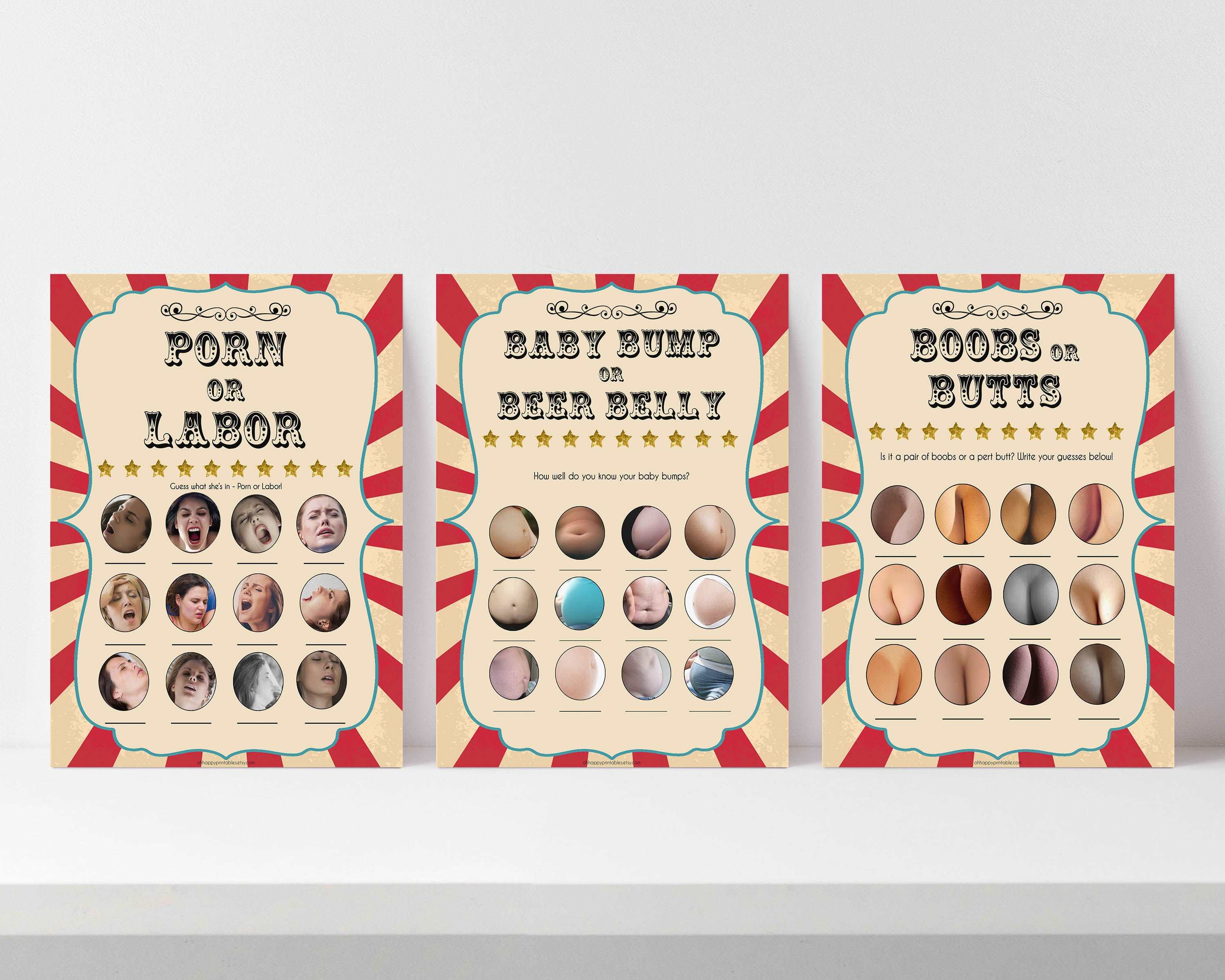 labor or porn, baby bump beer belly, boobs or butts baby games, Printable baby shower games, circus fun baby games, baby shower games, fun baby shower ideas, top baby shower ideas, carnival baby shower, circus baby shower ideas