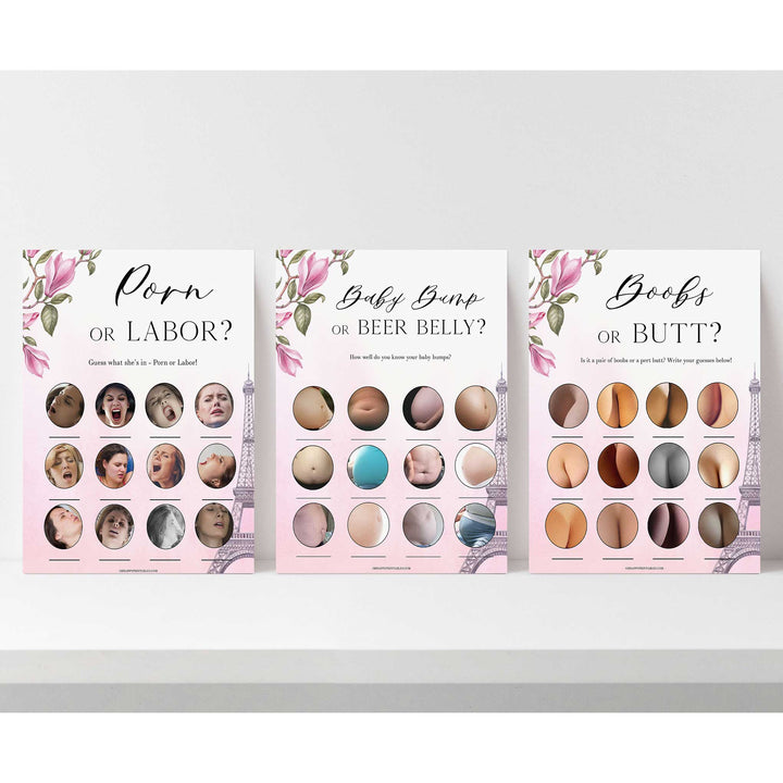 Parisian baby shower games, printable baby shower games, Paris baby shower games, fun baby shower games