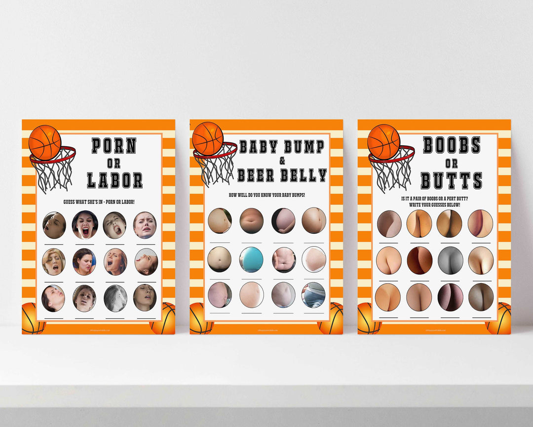 porn or labor, baby bump or beer belly, boobs or butts game, Printable baby shower games, basketball fun baby games, baby shower games, fun baby shower ideas, top baby shower ideas, basketball baby shower, basketball baby shower ideas