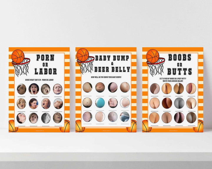 porn or labor, baby bump or beer belly, boobs or butts game, Printable baby shower games, basketball fun baby games, baby shower games, fun baby shower ideas, top baby shower ideas, basketball baby shower, basketball baby shower ideas
