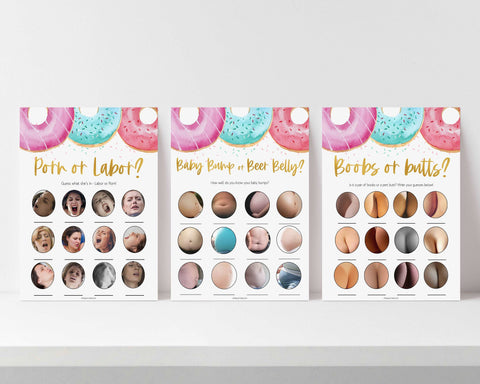 porn or labor, baby bump or beer belly, boobs or butts game, Printable baby shower games, donut baby games, baby shower games, fun baby shower ideas, top baby shower ideas, donut sprinkles baby shower, baby shower games, fun donut baby shower ideas