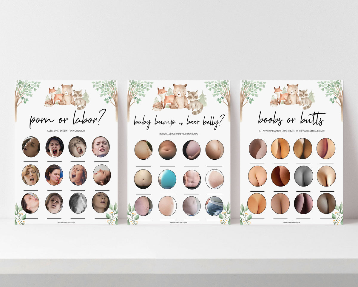 porn or labor, baby bump or beer belly, Printable baby shower games, woodland animals baby games, baby shower games, fun baby shower ideas, top baby shower ideas, woodland baby shower, baby shower games, fun woodland animals baby shower ideas