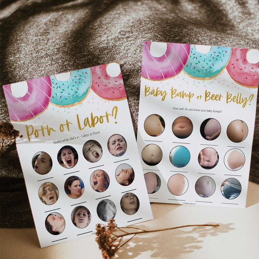 porn or labor game, baby bump or beer belly game, baby games bundle, Printable baby shower games, donut baby games, baby shower games, fun baby shower ideas, top baby shower ideas, donut sprinkles baby shower, baby shower games, fun donut baby shower ideas
