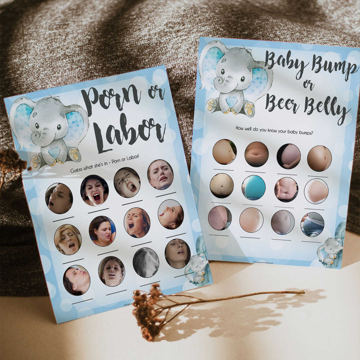 labor or porn, baby bump or beer belly games, Printable baby shower games, fun baby games, baby shower games, fun baby shower ideas, top baby shower ideas, blue elephant baby shower, blue baby shower ideas