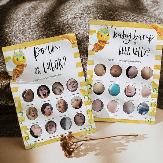 labor or porn, baby bump or beer belly game, Printable baby shower games, mommy bee fun baby games, baby shower games, fun baby shower ideas, top baby shower ideas, mommy to bee baby shower, friends baby shower ideas