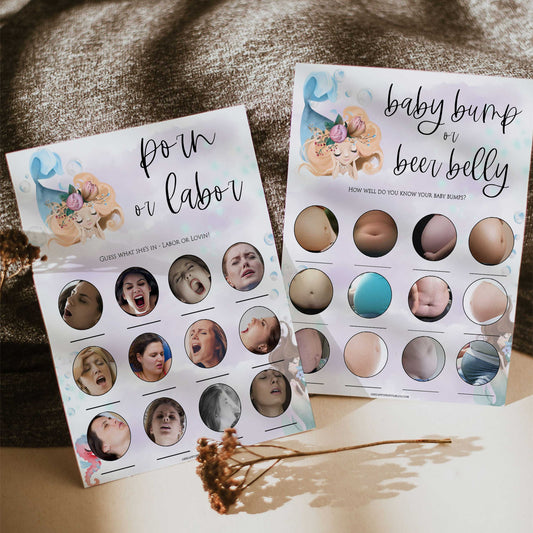 labor or porn game, baby bump or beer belly, Printable baby shower games, little mermaid baby games, baby shower games, fun baby shower ideas, top baby shower ideas, little mermaid baby shower, baby shower games, pink hearts baby shower ideas