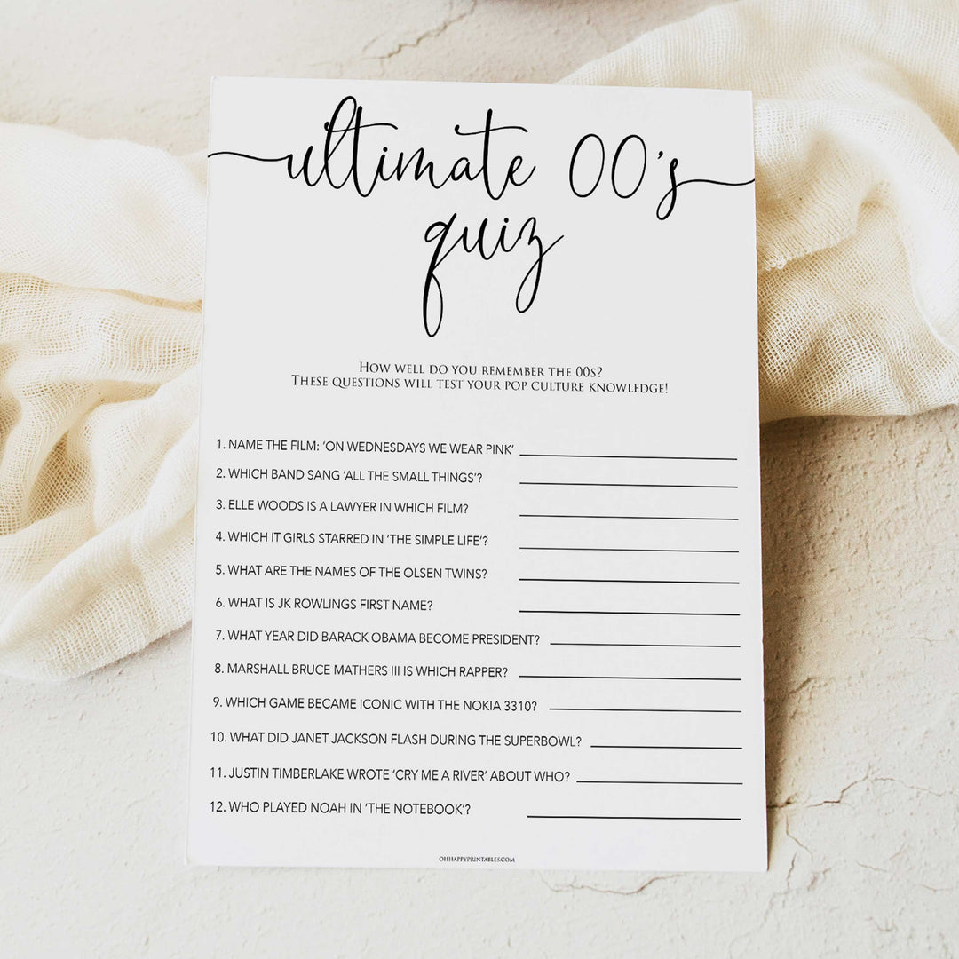 minimalist bachelorette games, ultimate 00s quiz game, bridal shower games bundle, dirty bridal games, printable bridal games, bridal shower games, hen party hames, bachelorette games