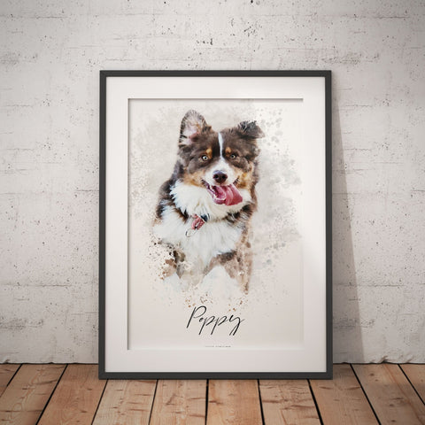 pet watercolour portrait, digital portrait watercolour image
