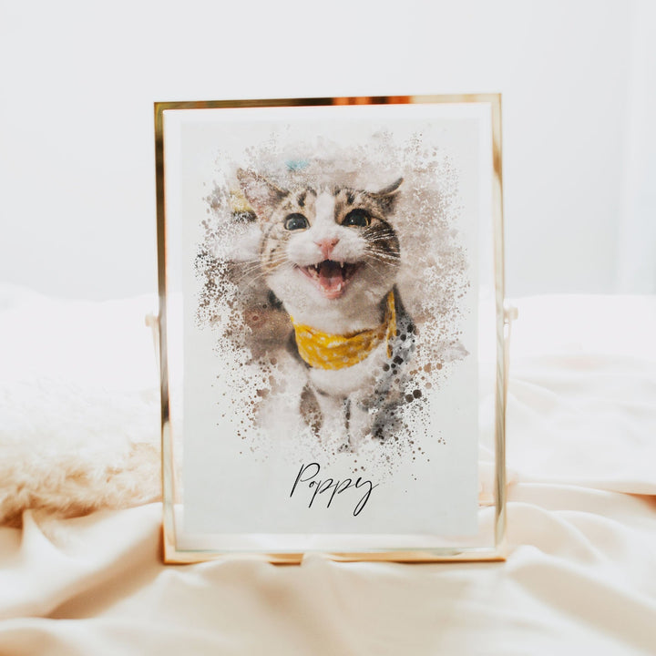 pet watercolour portrait, digital portrait watercolour image