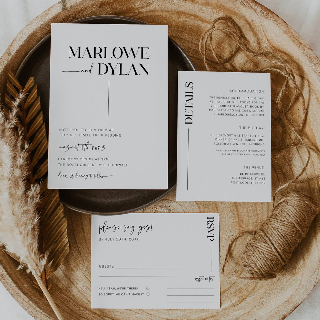 editable modern wedding invitation set, printable wedding invitation set, modern wedding invitation bundle, wedding invitation