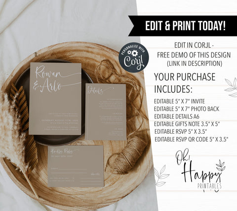 editable wedding invitation suite, printable wedding invitation suite, CALLIGRAPHY editable wedding invitation suite, editable wedding stationery, printable wedding stationery, modern wedding items, wedding save the dates