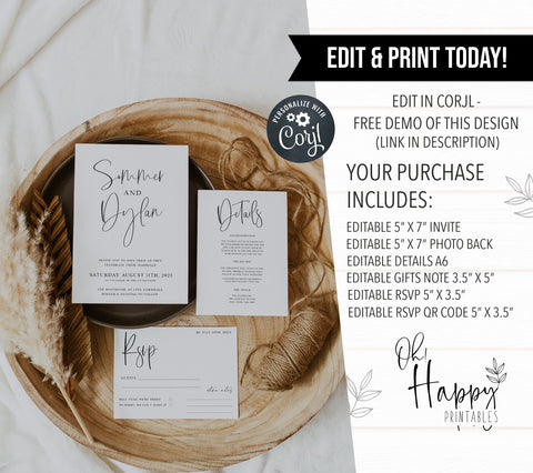 editable wedding invitation suite, printable wedding invitation suite, CALLIGRAPHY editable wedding invitation suite, editable wedding stationery, printable wedding stationery, modern wedding items, wedding save the dates