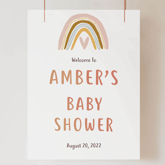 Baby Shower Welcome Sign - Boho Rainbow