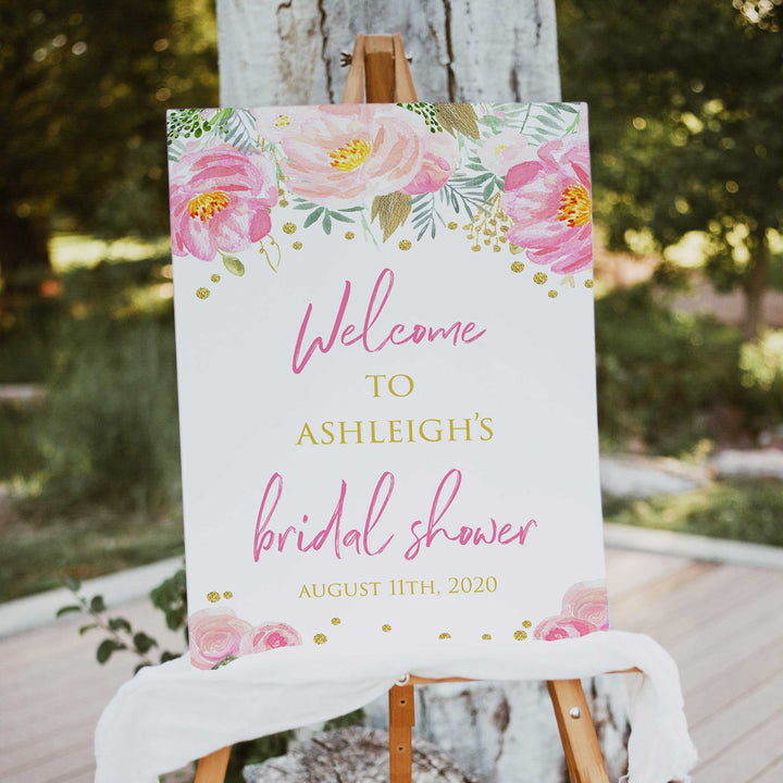 bridal shower welcome sign, editable bridal shower invitation, bridal shower invite, blush gold bachelorette invitation, editable bridal shower invitations, corjl invite, bachelorette party invite, floral bridal invite