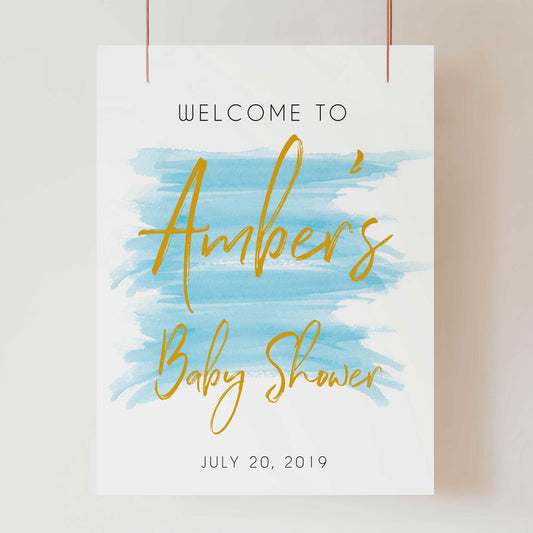 baby welcome sign, printable baby shower welcome sign, blue baby decor, blue baby shower decor, blue baby signs,
