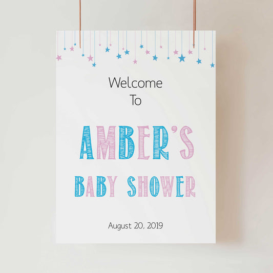 baby shower baby welcome sign, printable baby shower welcome sign, gender reveal baby shower, gender reveal baby decor