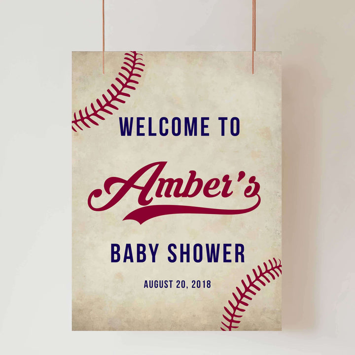 baseball baby welcome sign, printable baby shower welcome signs, little slugger baby decor, fun baby shower games, baseball baby decor