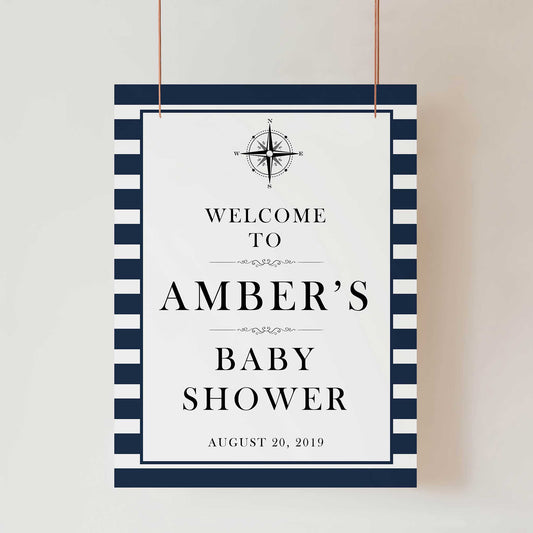 baby shower welcome sign, printable baby welcome signs, nautical baby shower decor, nautical baby signs, nautical baby table signs