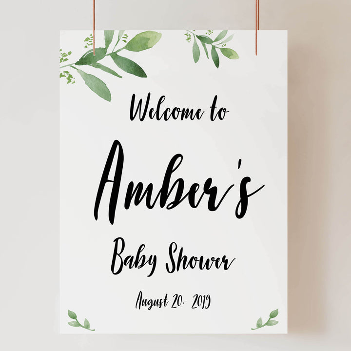 botanical baby shower welcome signs, printable baby shower welcome sign, botanical baby shower decor, floral baby shower ideas