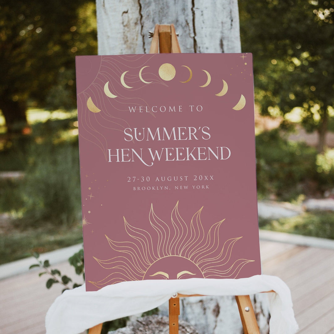 Hen Weekend Sign Hen Weekend Welcome Sign - Celestial Bridal Shower Collection ...