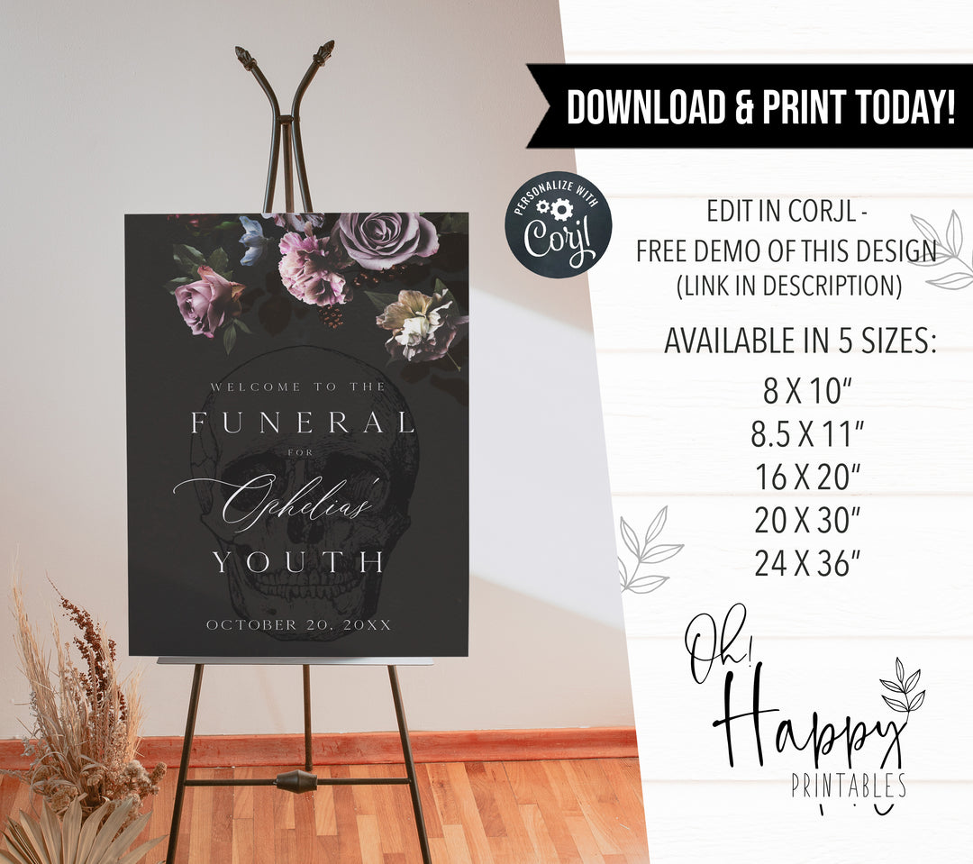 Floral RIP to my twenties birthday welcome sign, editable and printable RIP to my 20s welcome sign