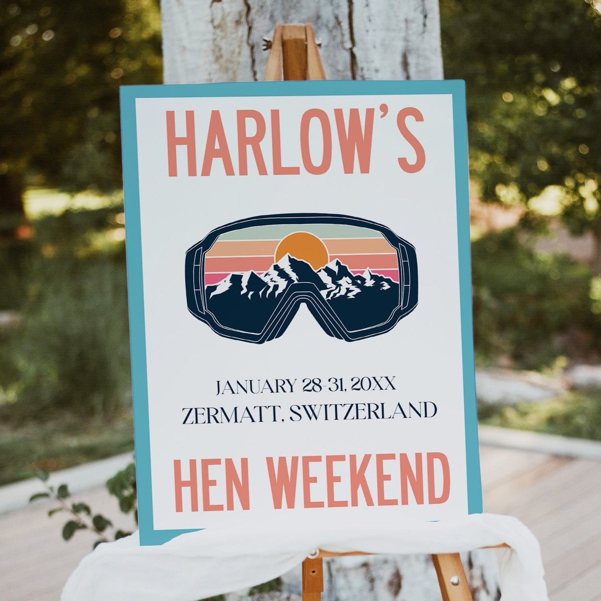 Welcome Weekend Sign Hen Party Weekend Welcome Sign - Aspen Bachelorette Collection ...