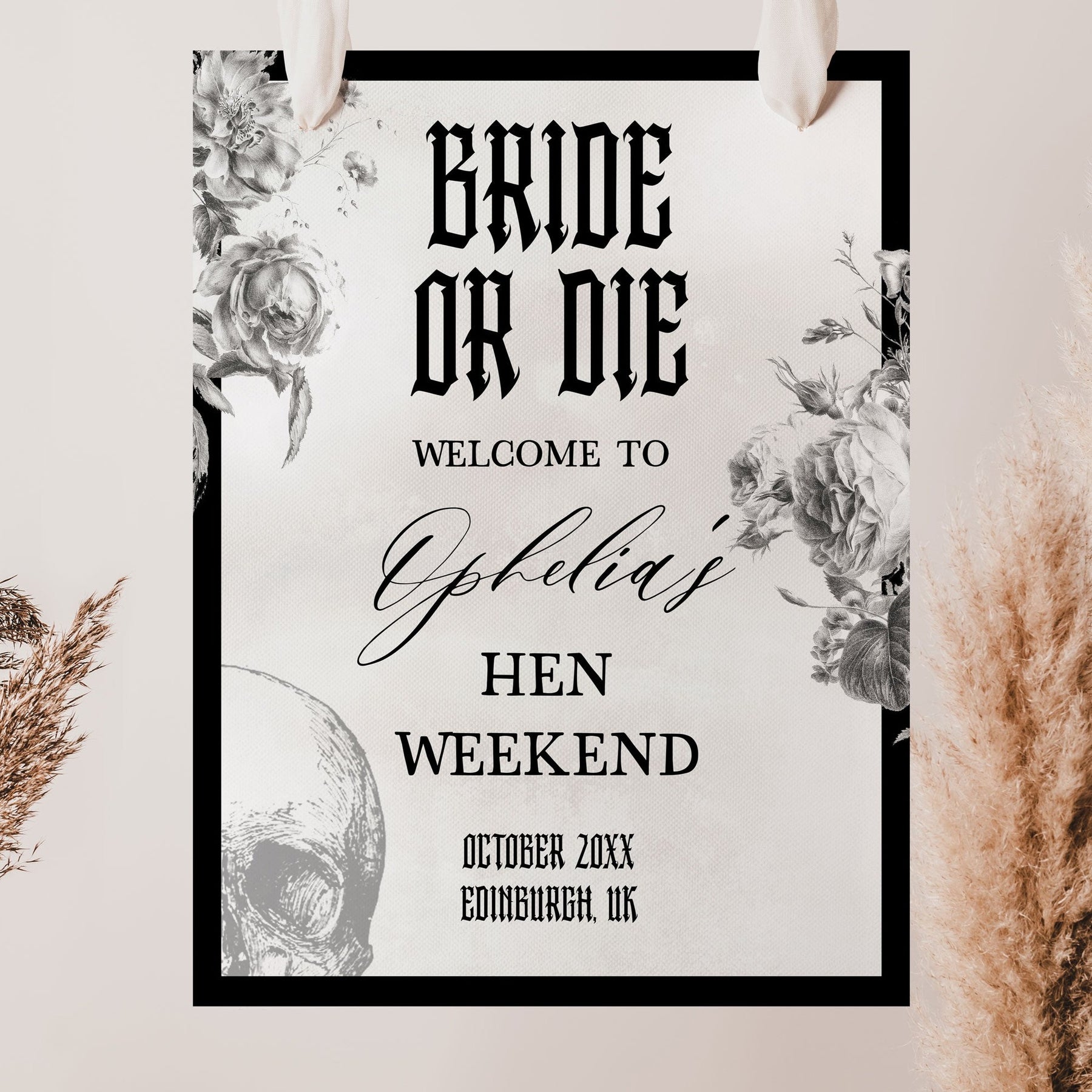 Hen Weekend Sign Hen Party Weekend Welcome Sign - Bride or Die Printable Games ...