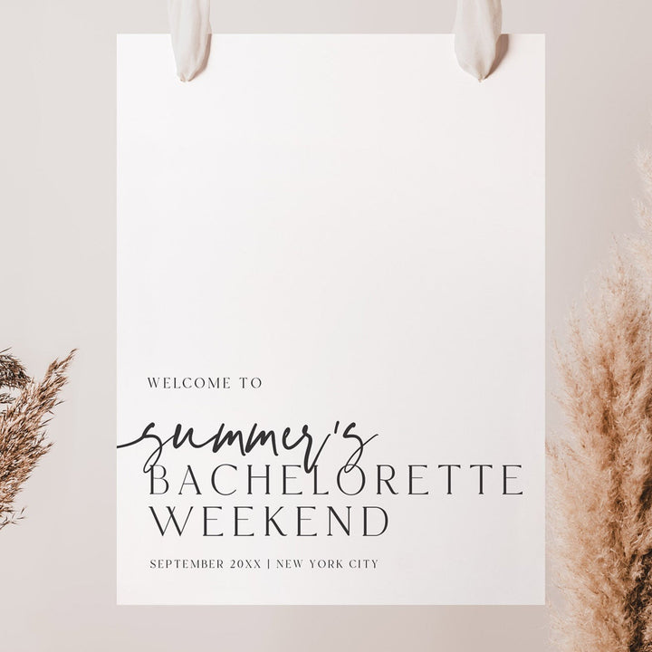 Fully editable, printable and mobile bachelorette invitation and welcome signs with a modern minimalist design. Perfect for a modern minimalist Bachelorette themed party