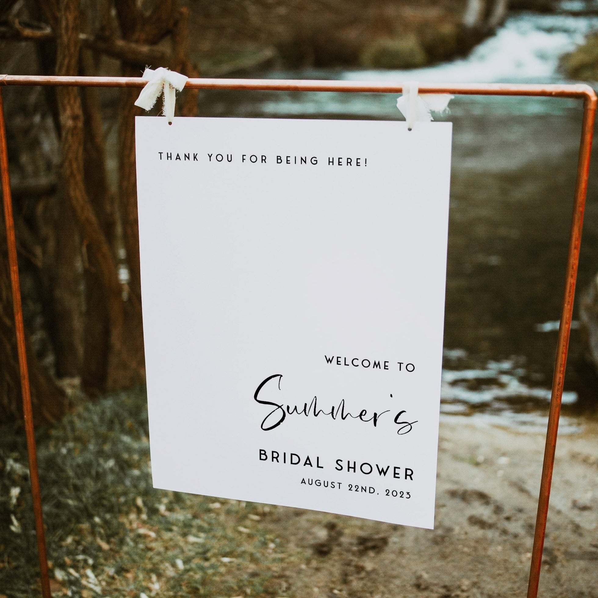 Fully editable and printable  bridal shower welcome sign with a modern minimalist design. Perfect for a modern simple bridal shower themed party