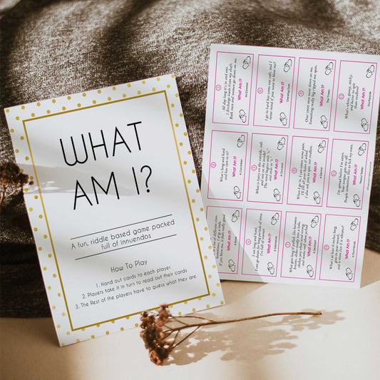 what am I game,  Printable baby shower games, baby gold dots fun baby games, baby shower games, fun baby shower ideas, top baby shower ideas, gold glitter shower baby shower, friends baby shower ideas