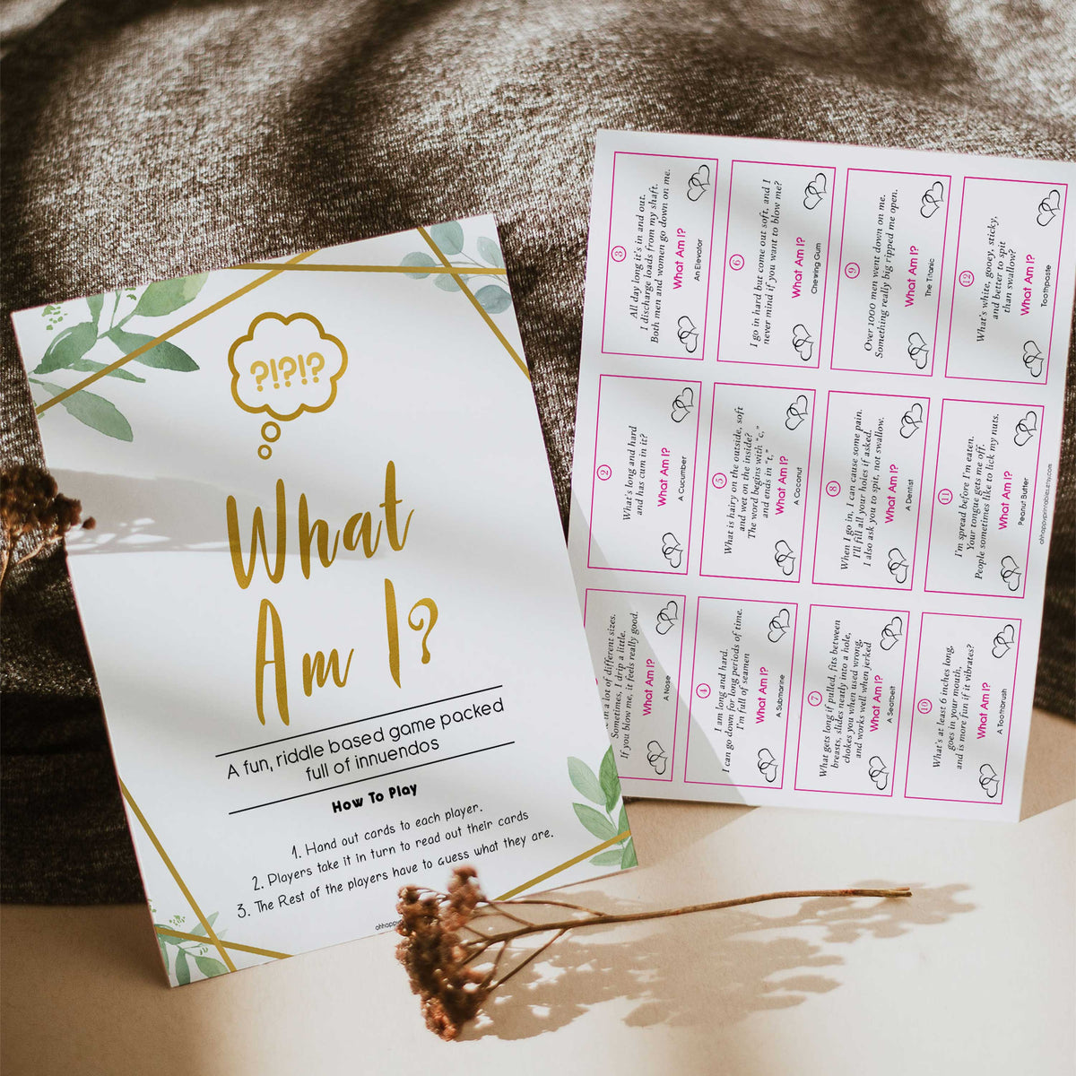 gold geometric what am I baby shower games, printable baby shower games, fun baby games, popular baby games, gold baby games