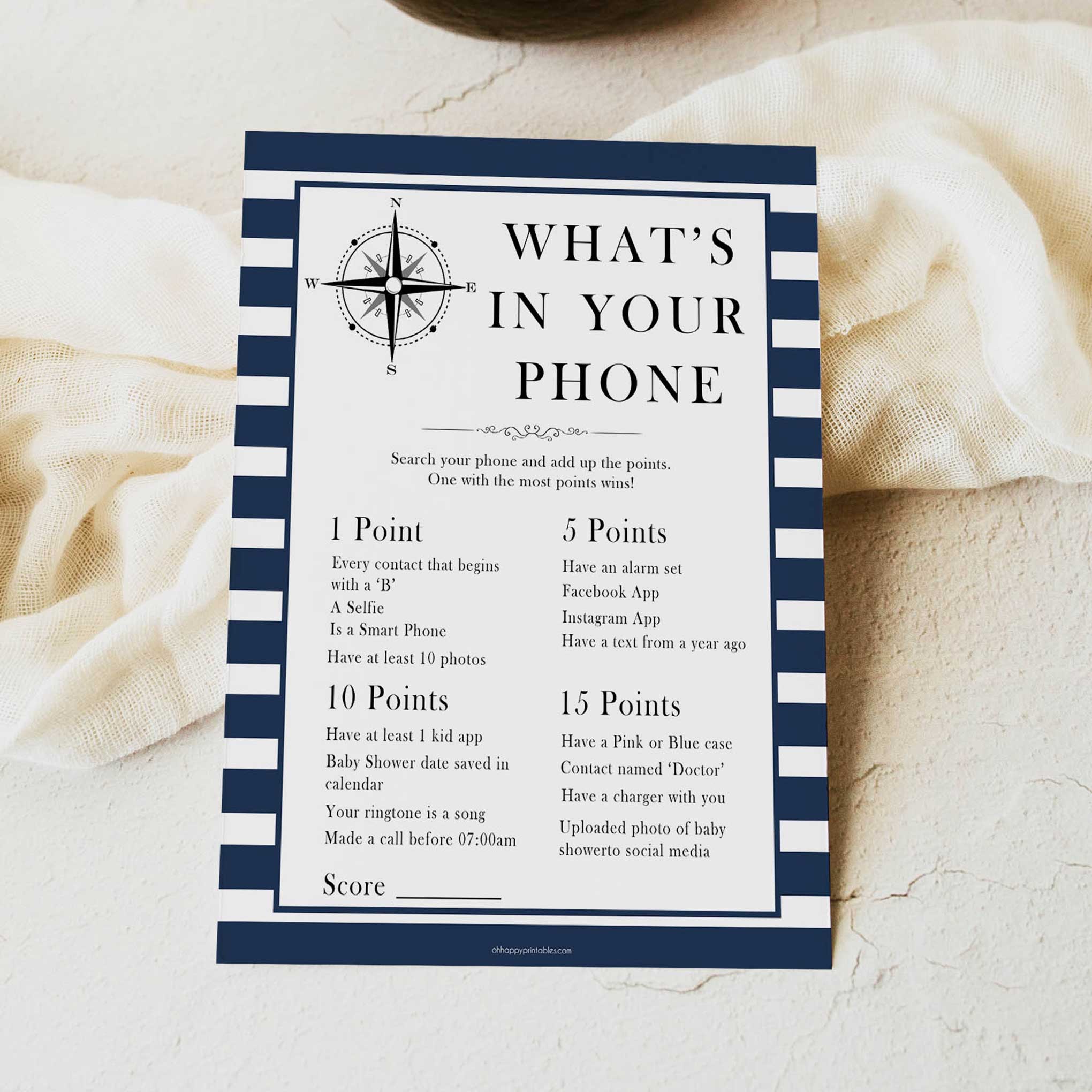 Nautical baby shower games, whats in your phone baby shower games, printable baby shower games, baby shower games, fun baby games, ahoy its a boy, popular baby shower games, sailor baby games, boat baby games