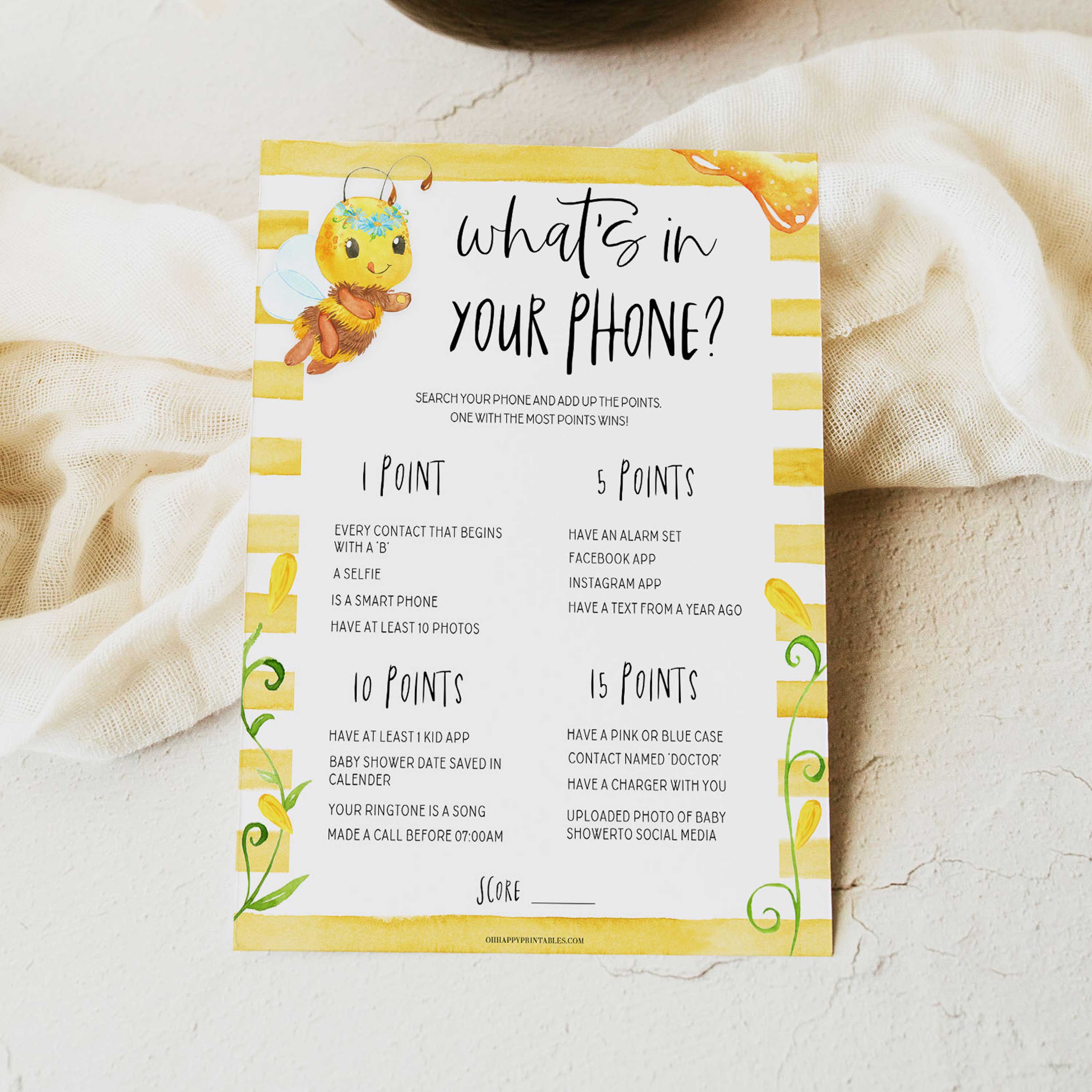 whats in your phone game, Printable baby shower games, mommy bee fun baby games, baby shower games, fun baby shower ideas, top baby shower ideas, mommy to bee baby shower, friends baby shower ideas