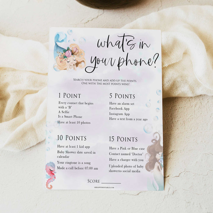 editable whats in your phone game, Printable baby shower games, little mermaid baby games, baby shower games, fun baby shower ideas, top baby shower ideas, little mermaid baby shower, baby shower games, pink hearts baby shower ideas