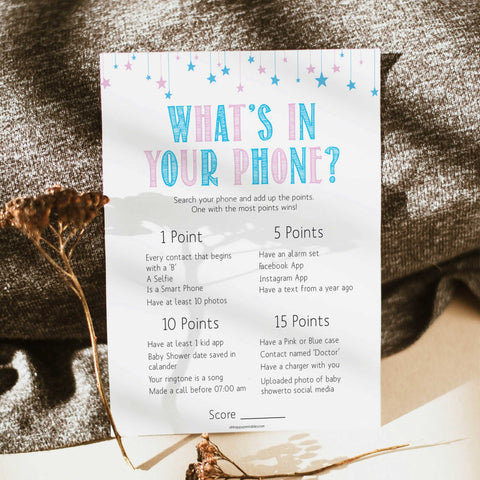 Gender reveal baby games, whats in your phone baby game, gender reveal shower, fun baby games, gender reveal ideas, popular baby games, best baby games, printable baby games, gender reveal baby games