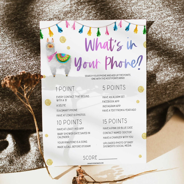 Whats In Your Phone Game - Llama Fiesta