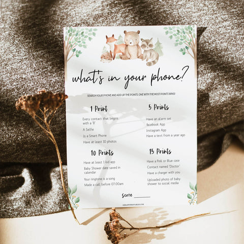 whats in your phone baby game, Printable baby shower games, woodland animals baby games, baby shower games, fun baby shower ideas, top baby shower ideas, woodland baby shower, baby shower games, fun woodland animals baby shower ideas