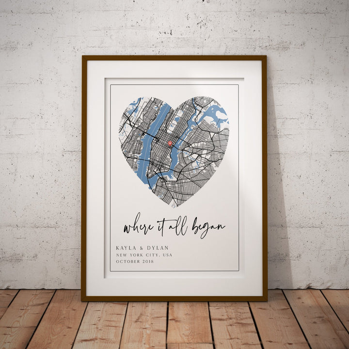 Digital Where We Met Map, Where it All Began Map, Personalised Printable, Couple Map, Gift for Him, Christmas Gifts, Last Minute Gift Idea
