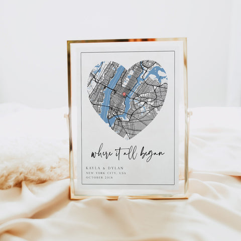 Digital Where We Met Map, Where it All Began Map, Personalised Printable, Couple Map, Gift for Him, Christmas Gifts, Last Minute Gift Idea