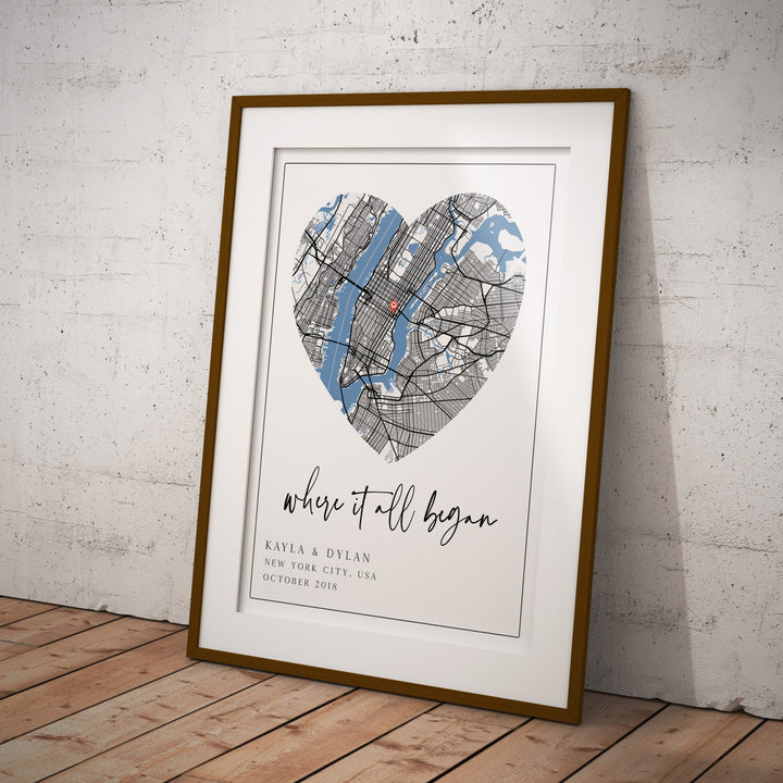 Digital Where We Met Map, Where it All Began Map, Personalised Printable, Couple Map, Gift for Him, Christmas Gifts, Last Minute Gift Idea