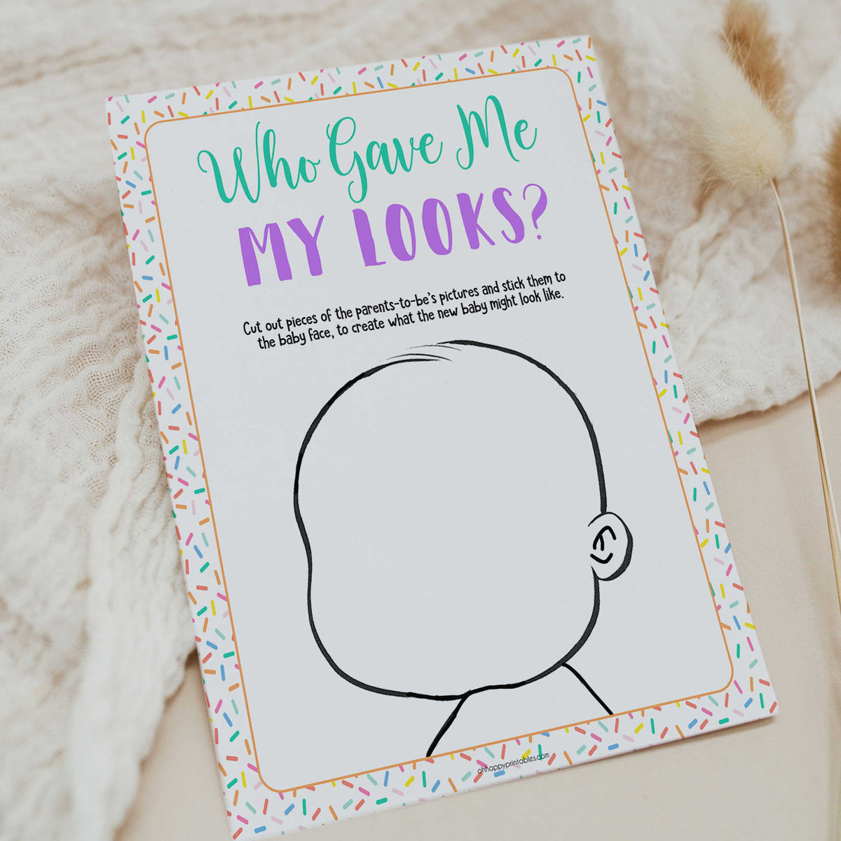 who gave me my looks, baby looks game,  Printable baby shower games, baby sprinkle fun baby games, baby shower games, fun baby shower ideas, top baby shower ideas, sprinkle shower baby shower, friends baby shower ideas