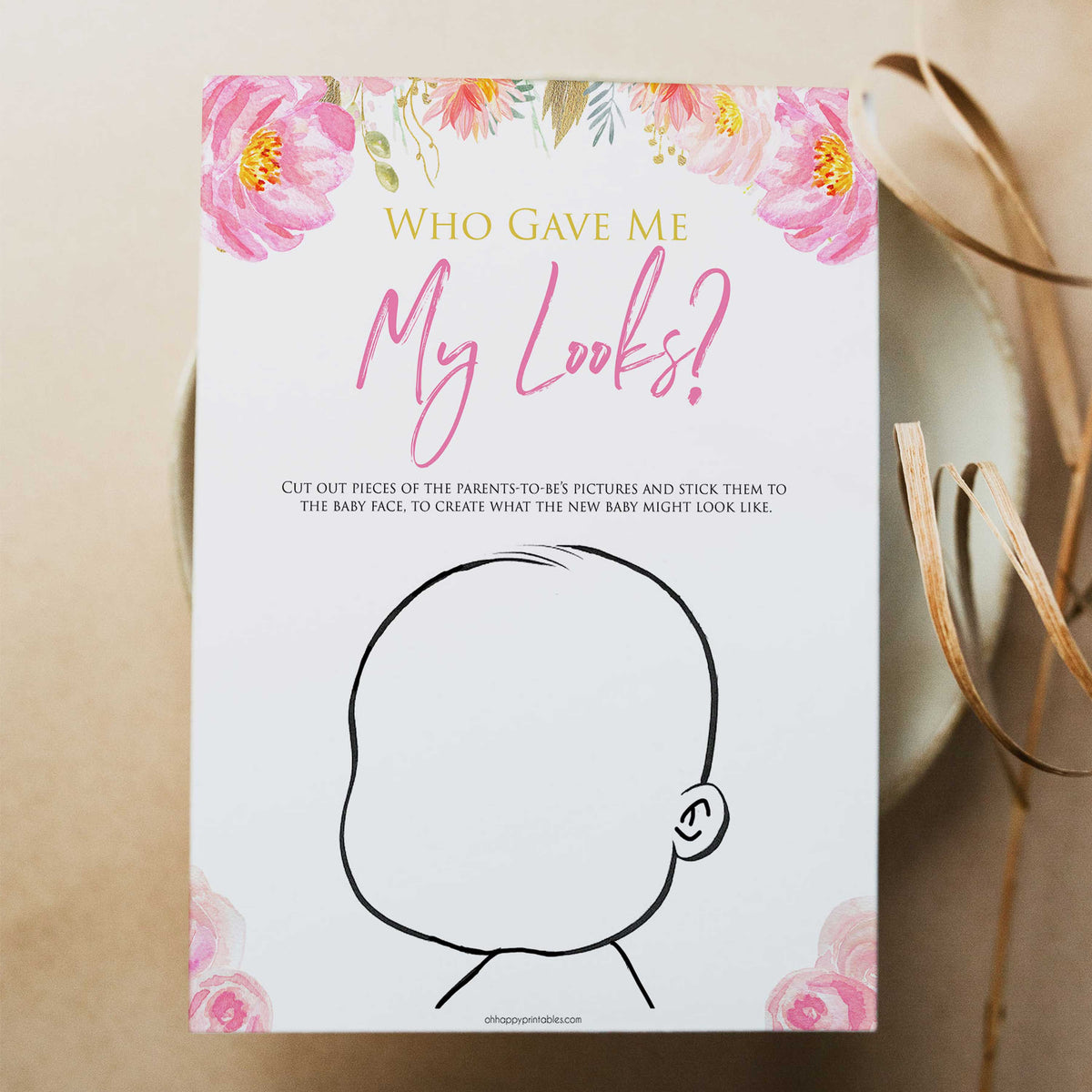 Pink blush floral baby shower what am I game, printable baby games, baby shower games, blush baby shower, floral baby games, girl baby shower ideas, pink baby shower ideas, floral baby games, popular baby games, fun baby games