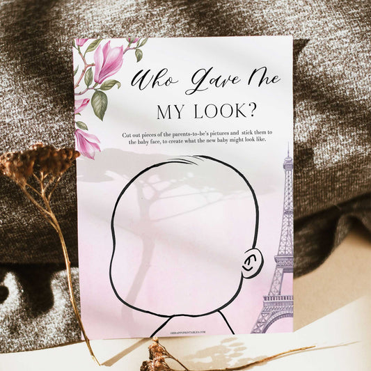 who gave me my looks game, Paris baby shower games, printable baby shower games, Parisian baby shower games, fun baby shower games